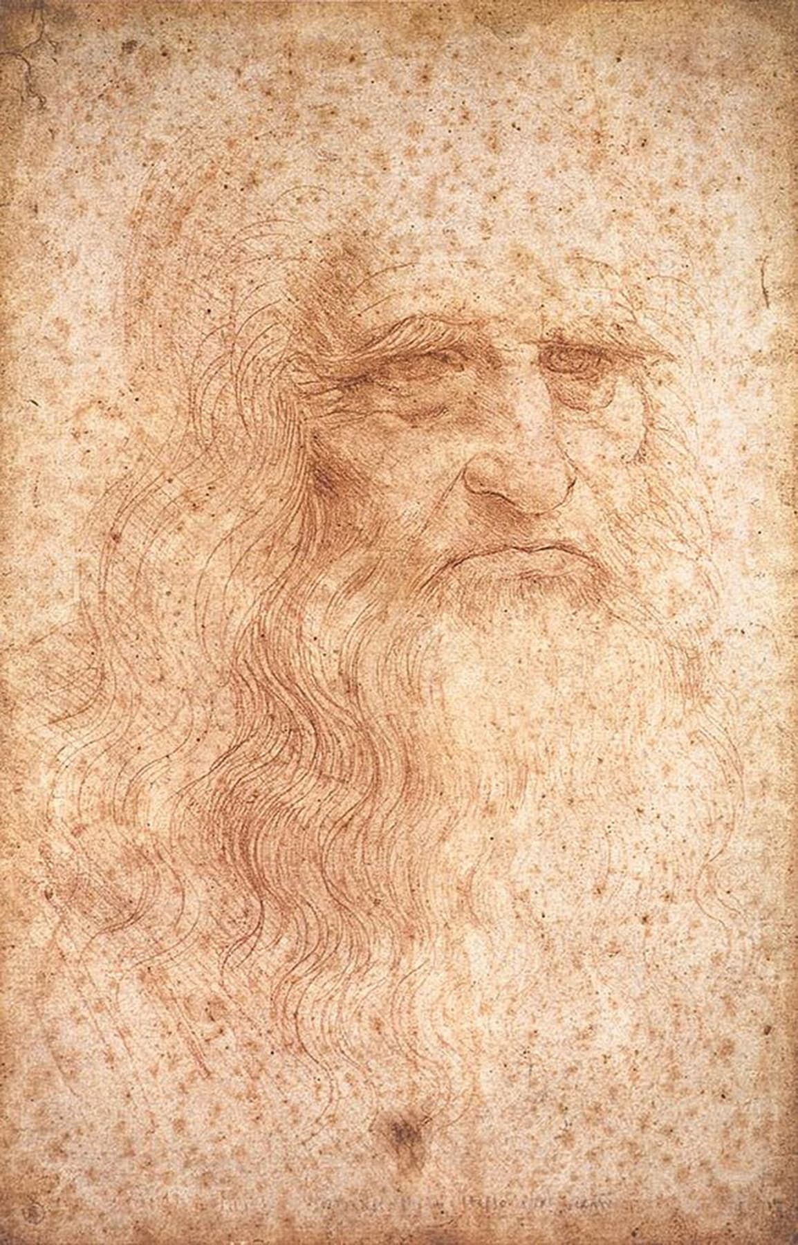 Red chalk drawing traditionally identified as a self-portrait of Leonardo da Vinci