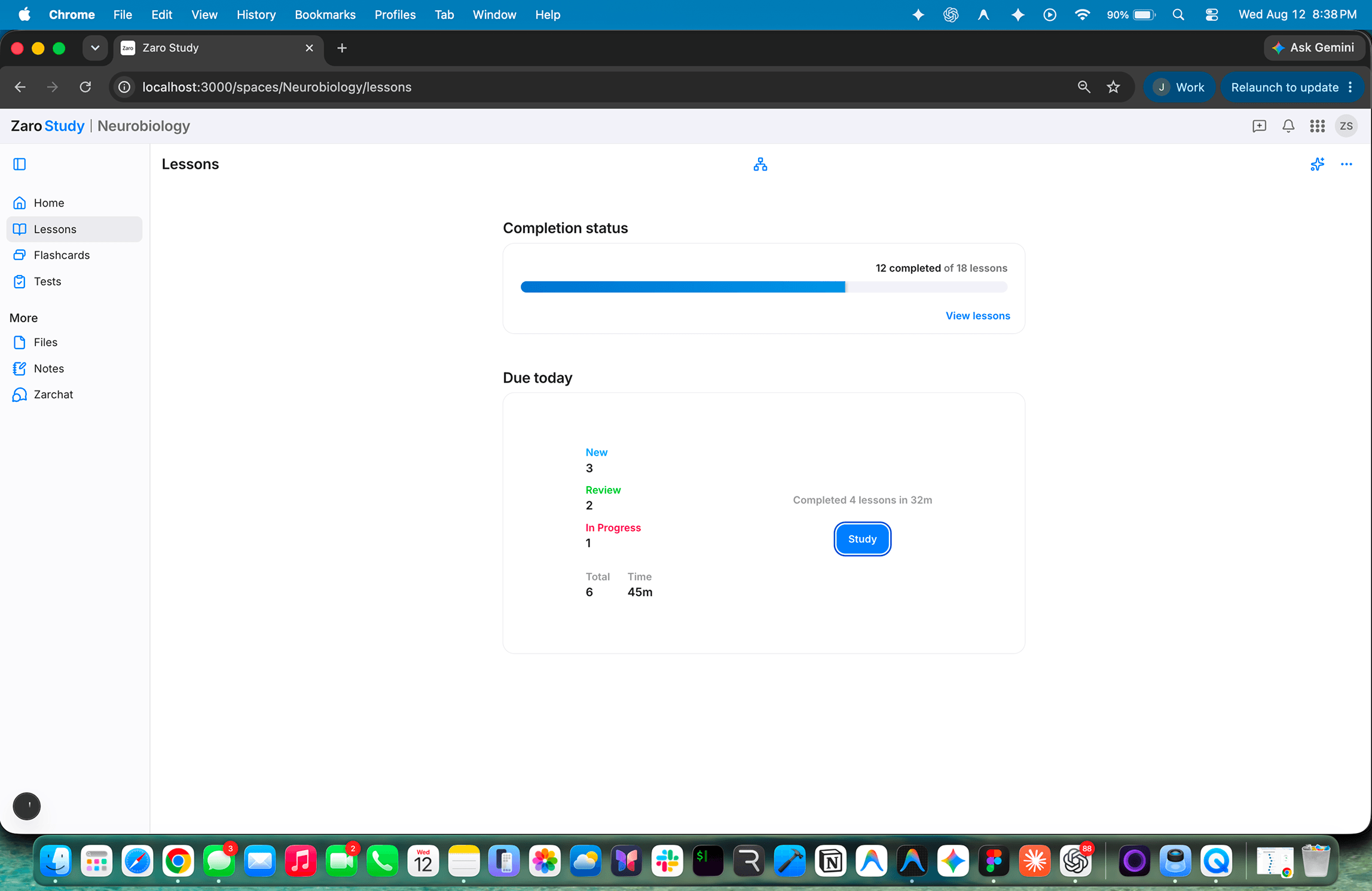 Lessons overview showing adaptive primers and section progress